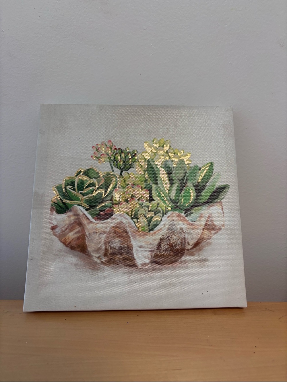 Green Succulent Bowl Canvas Art - Home Art